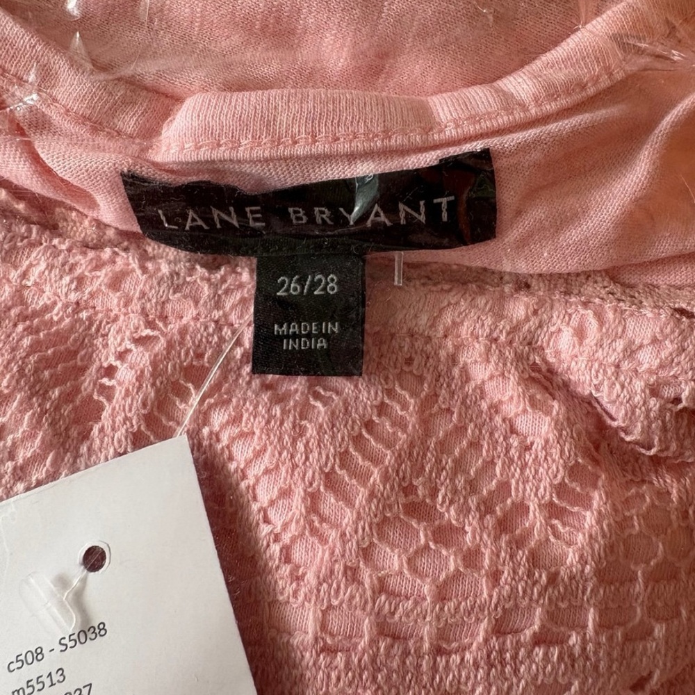 BRAND NEW LANE BRYANT plus size Short Puff-Sleeve Square-Neck Peplum 26/28 pink